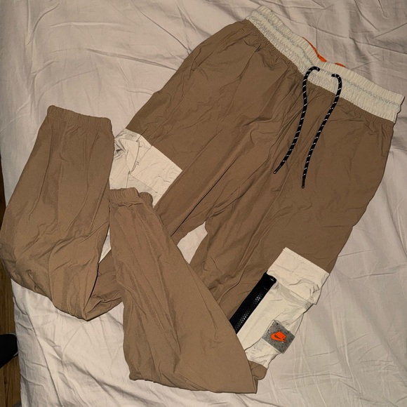 Nike Pants - Nike Tan Cargo Jogger Pants with White Paneling